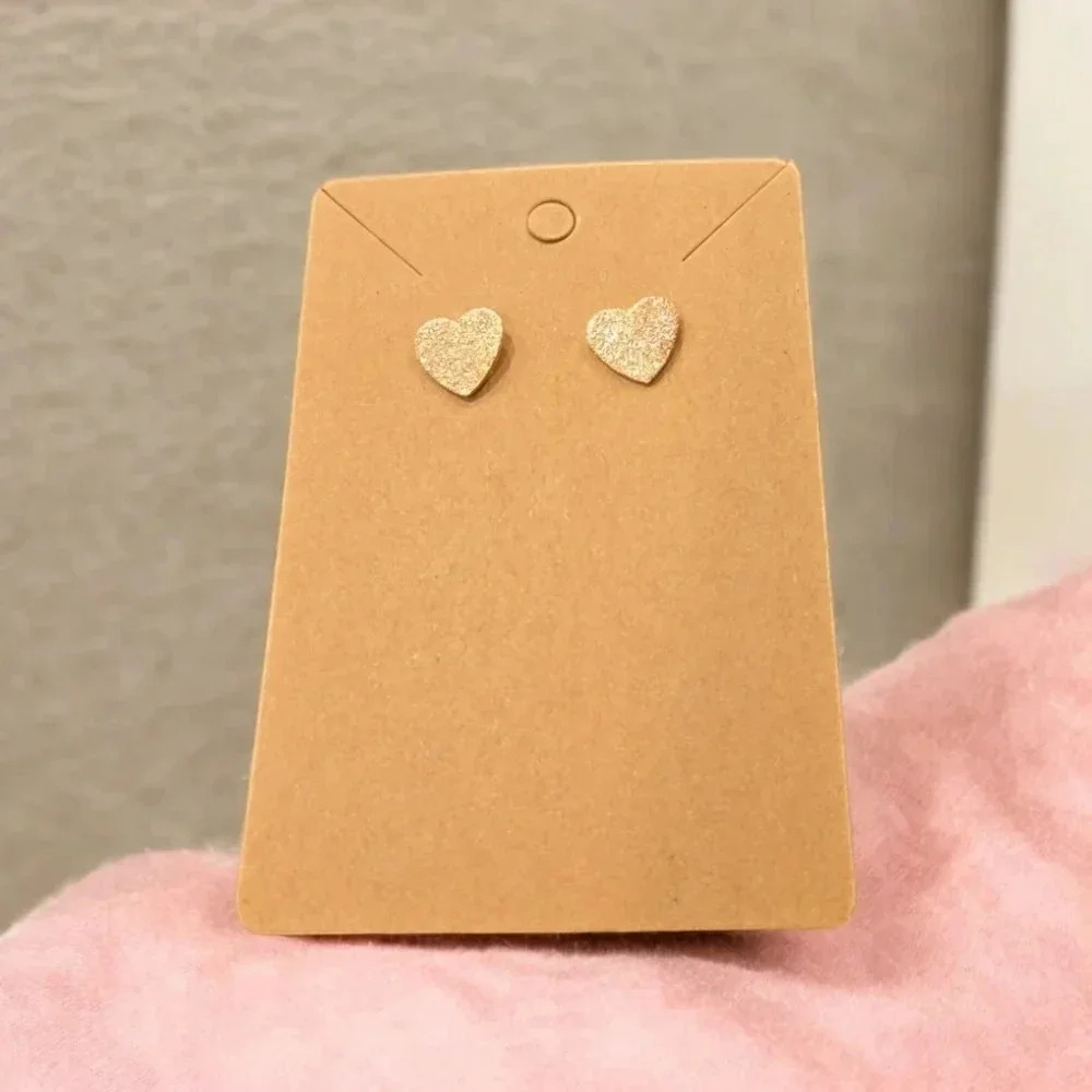 Gold Plated Textured Heart Stud Earrings
